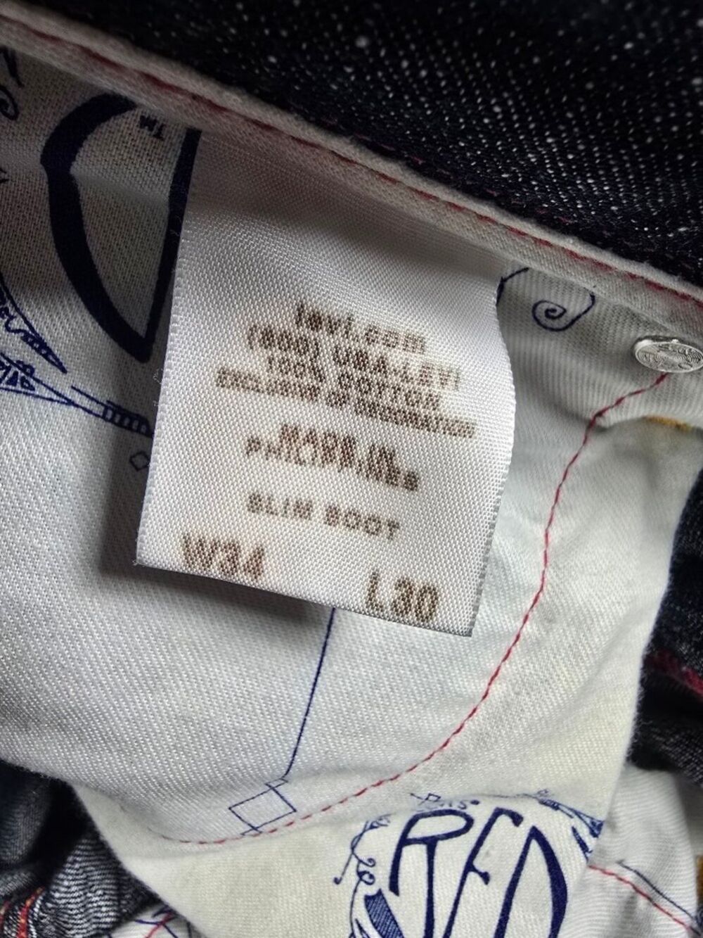 Vintage Levi's Red Line Collection Jeans Boot Cut Men’s 34x30 Dark Wash Y2K RARE - Picture 6 of 16